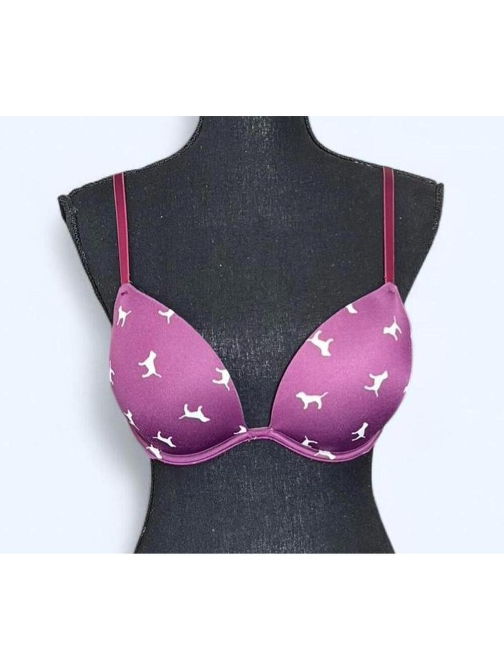 Victoria’s Secret PINK wear everywhere purple dog print push up bra size 34C 💜